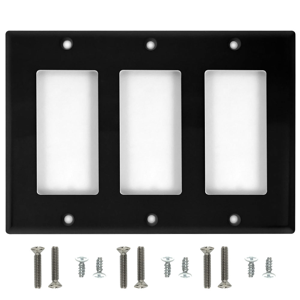 Decora Triple Gang Wall Plate - Black – Generic – Decora Wall Plates & Straps