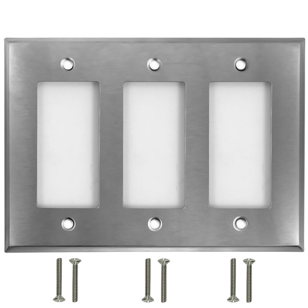 Decora Triple Gang - Stainless Steel Wall Plate – Generic – Decora Wall Plates & Straps