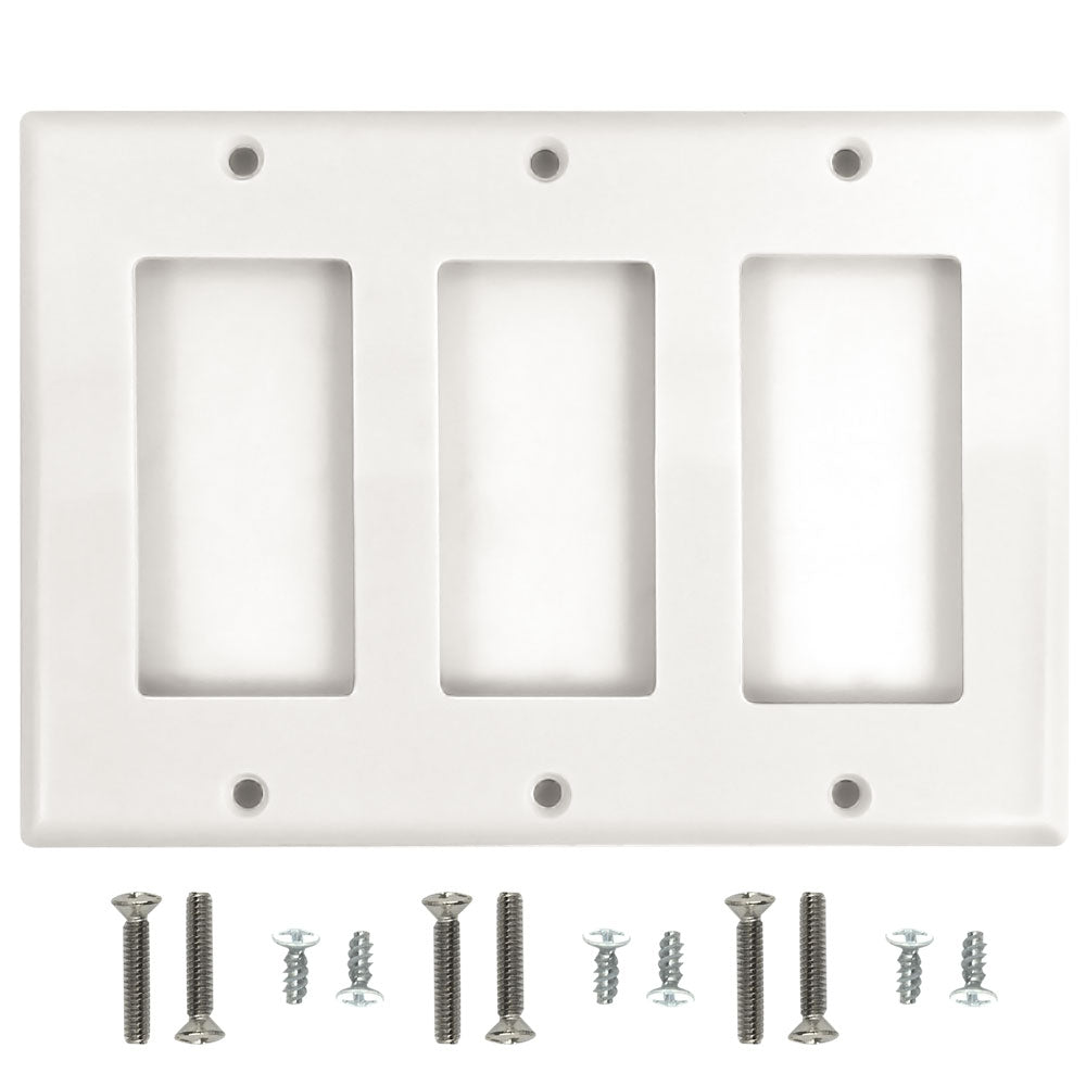 Decora Triple Gang Wall Plate - White – Generic