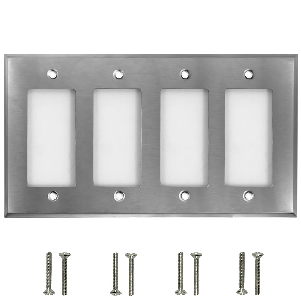 Decora Four Gang - Stainless Steel Wall Plate – Generic