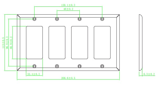 Decora Four Gang - Stainless Steel Wall Plate – Generic – Decora Wall Plates & Straps (photo 2)