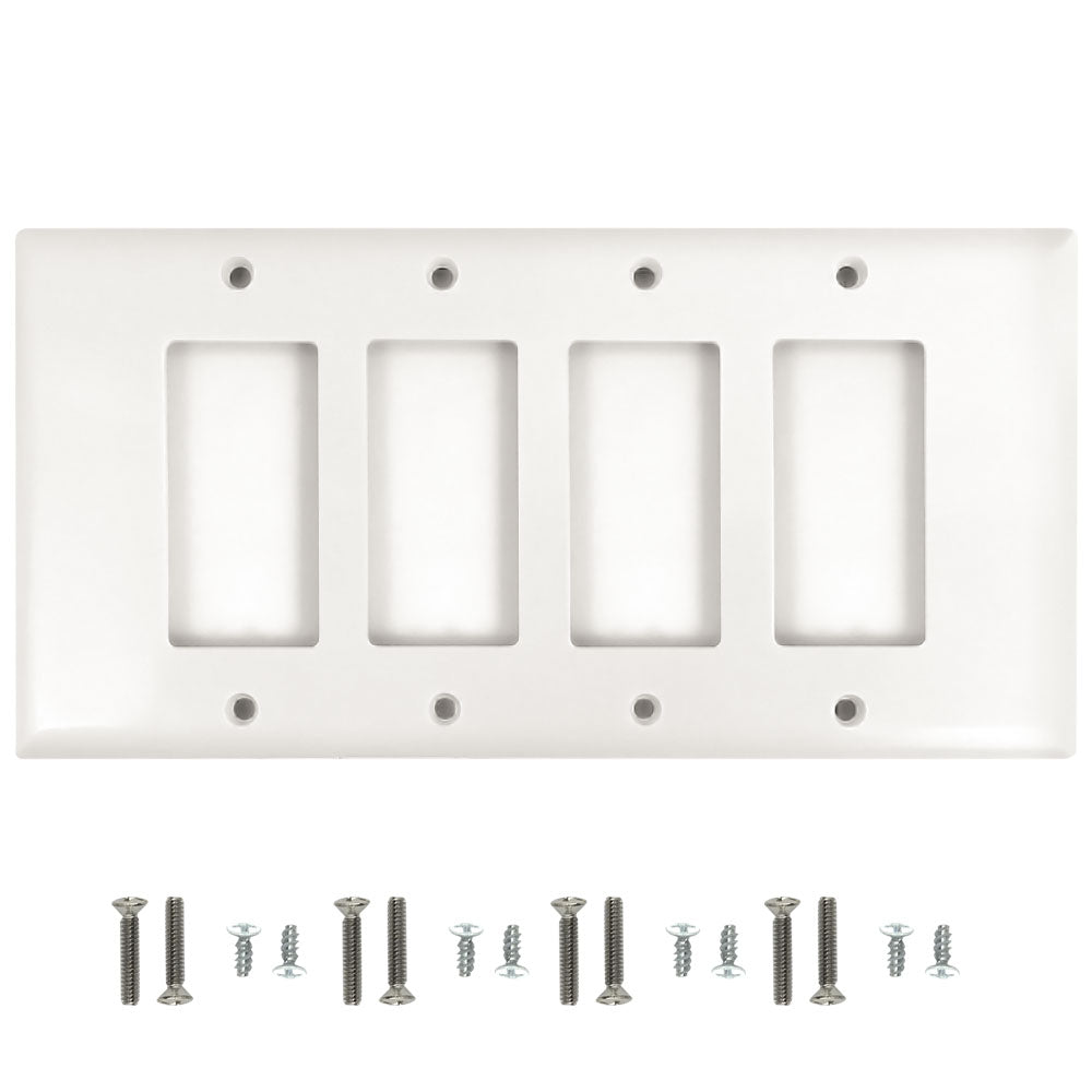 Decora Four Gang Wall Plate - White – Generic