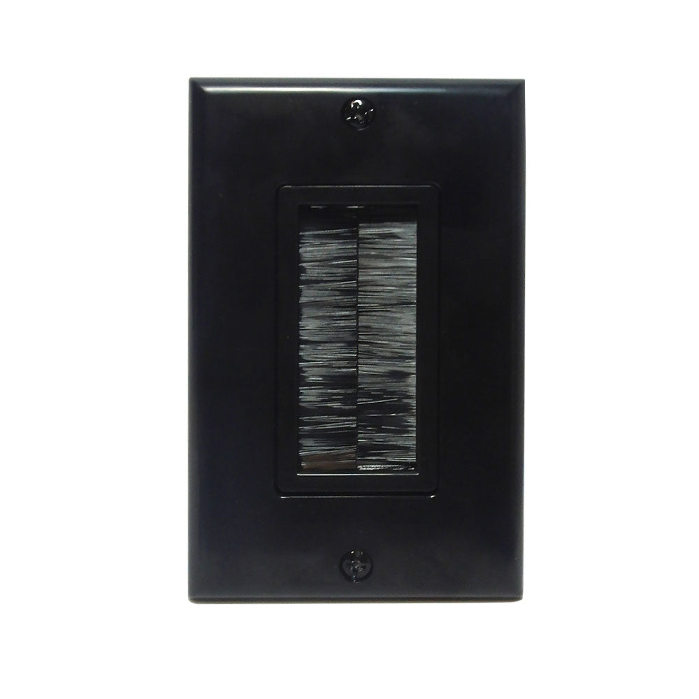 Cable Pass-through Wall Plate, Brush Style, Single Gang Decora - Black – Generic – Pass-Through Wall Plates
