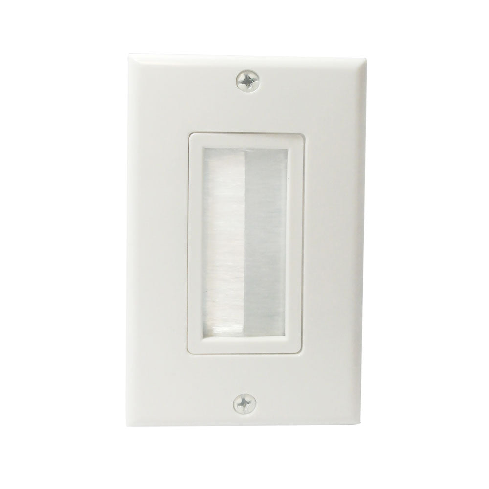 Cable Pass-through Wall Plate, Brush Style, Single Gang Decora - White – Generic – Pass-Through Wall Plates