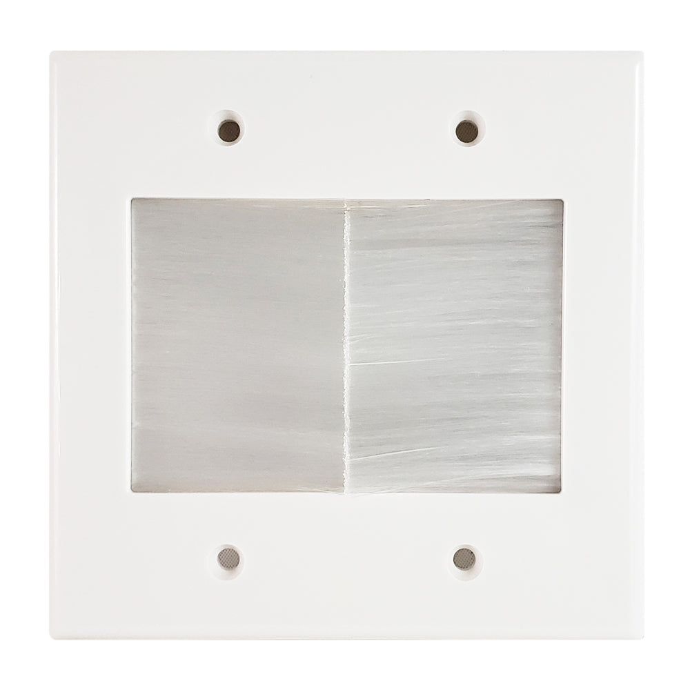 Cable Pass-through Wall Plate, Brush Style, Double Gang Decora - White – Generic