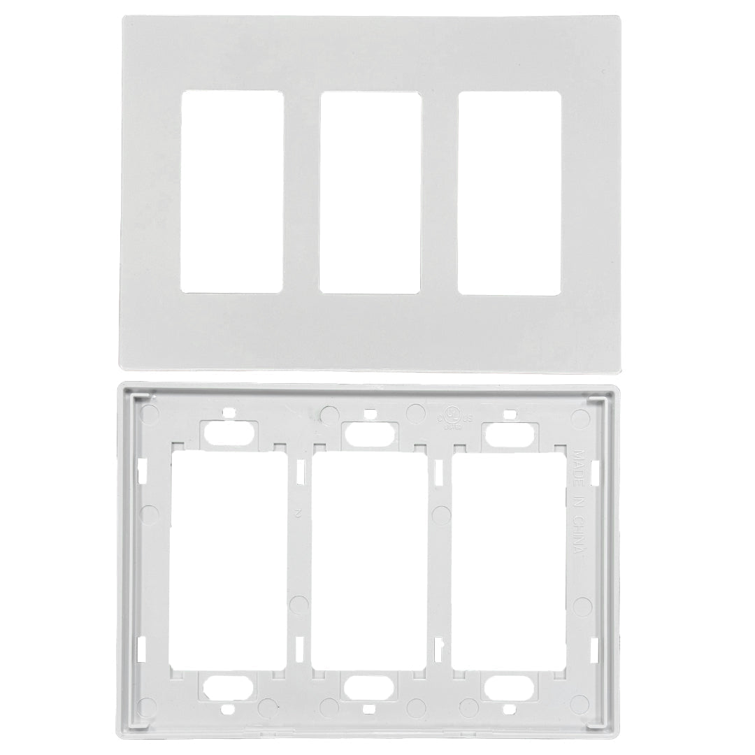 Decora Screw-Less Wall Plate- Triple Gang - White – Generic – Decora Wall Plates & Straps (photo 2)