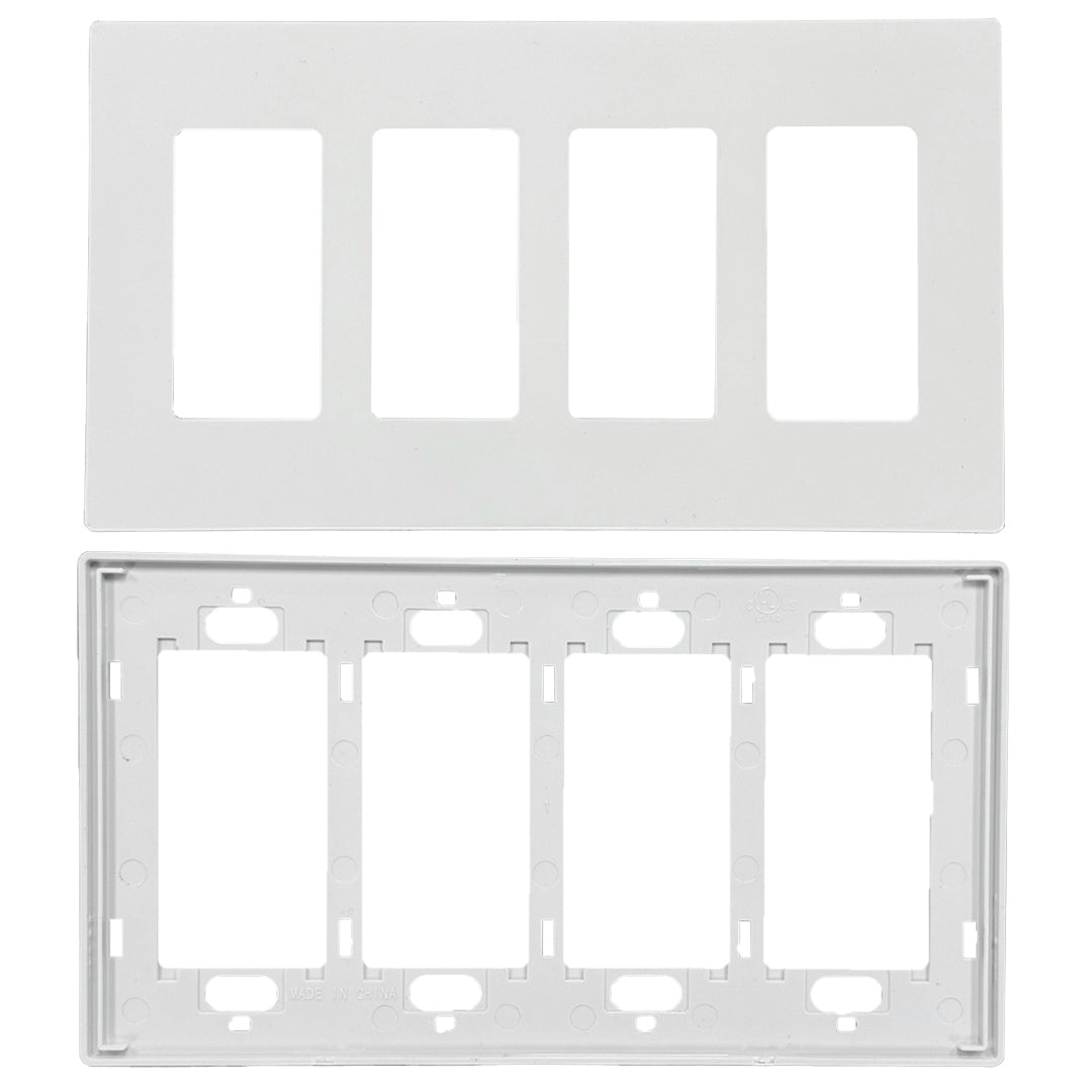 Decora Screw-Less Wall Plate- Quad Gang - White – Generic – Decora Wall Plates & Straps (photo 2)