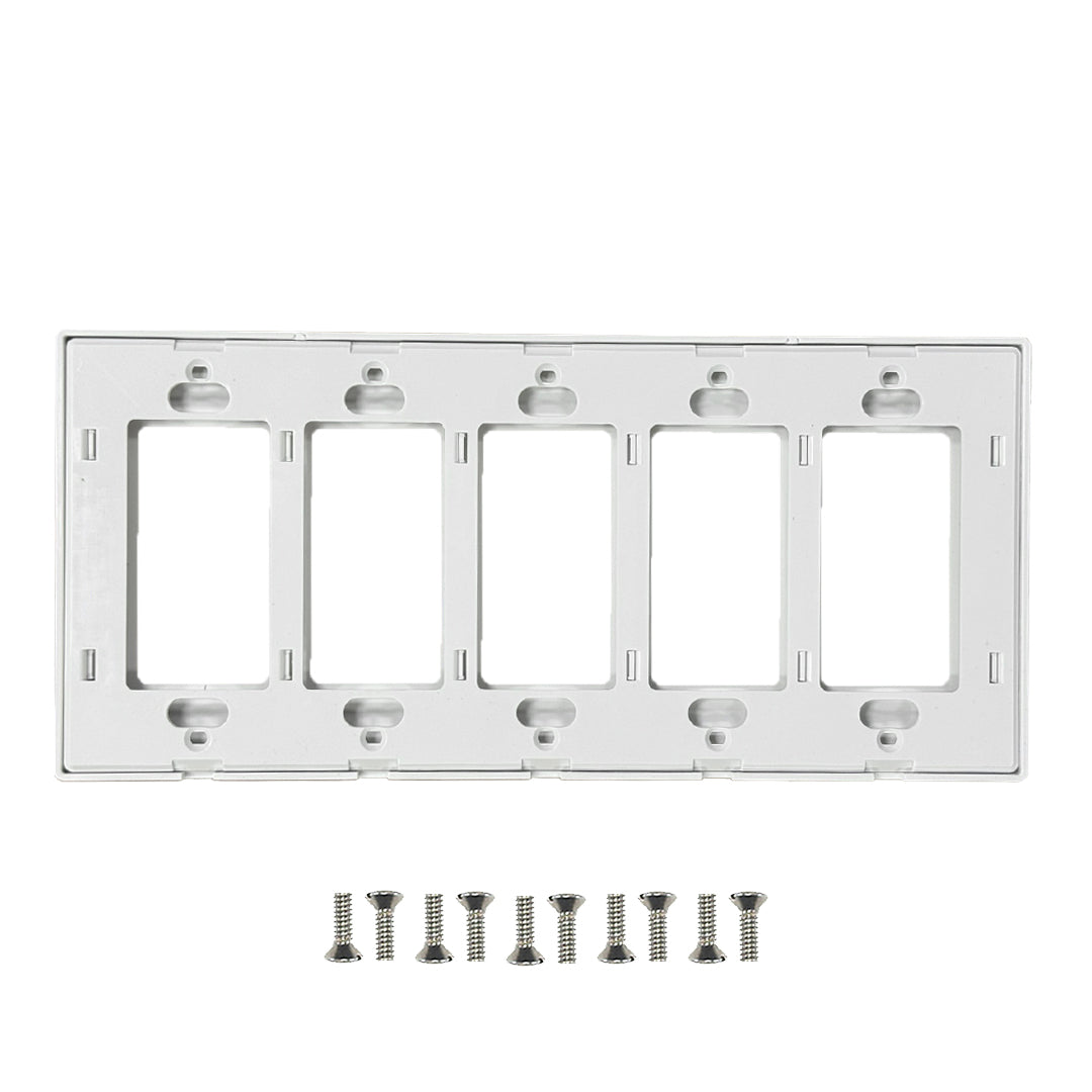 Decora Screw-Less Wall Plate- Five Gang - White – Generic – Decora Wall Plates & Straps (photo 3)