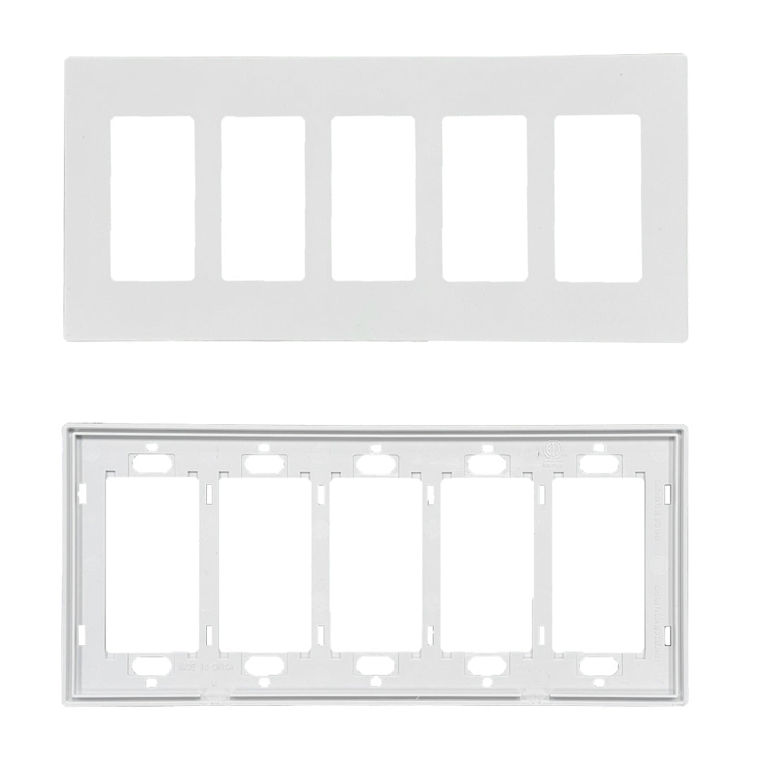 Decora Screw-Less Wall Plate- Five Gang - White – Generic – Decora Wall Plates & Straps (photo 2)