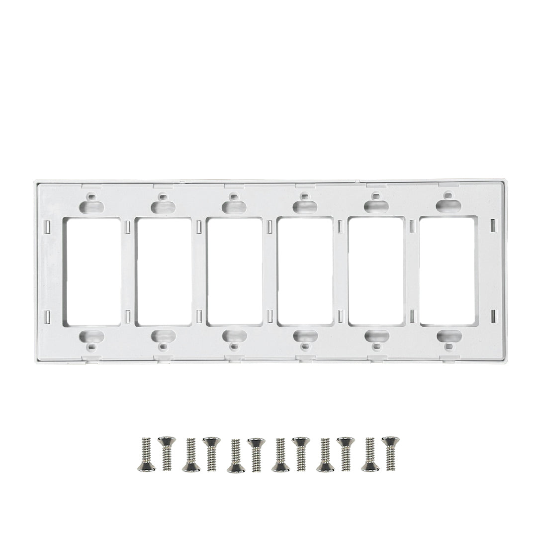 Decora Screw-Less Wall Plate- Six Gang - White – Generic – Decora Wall Plates & Straps (photo 3)