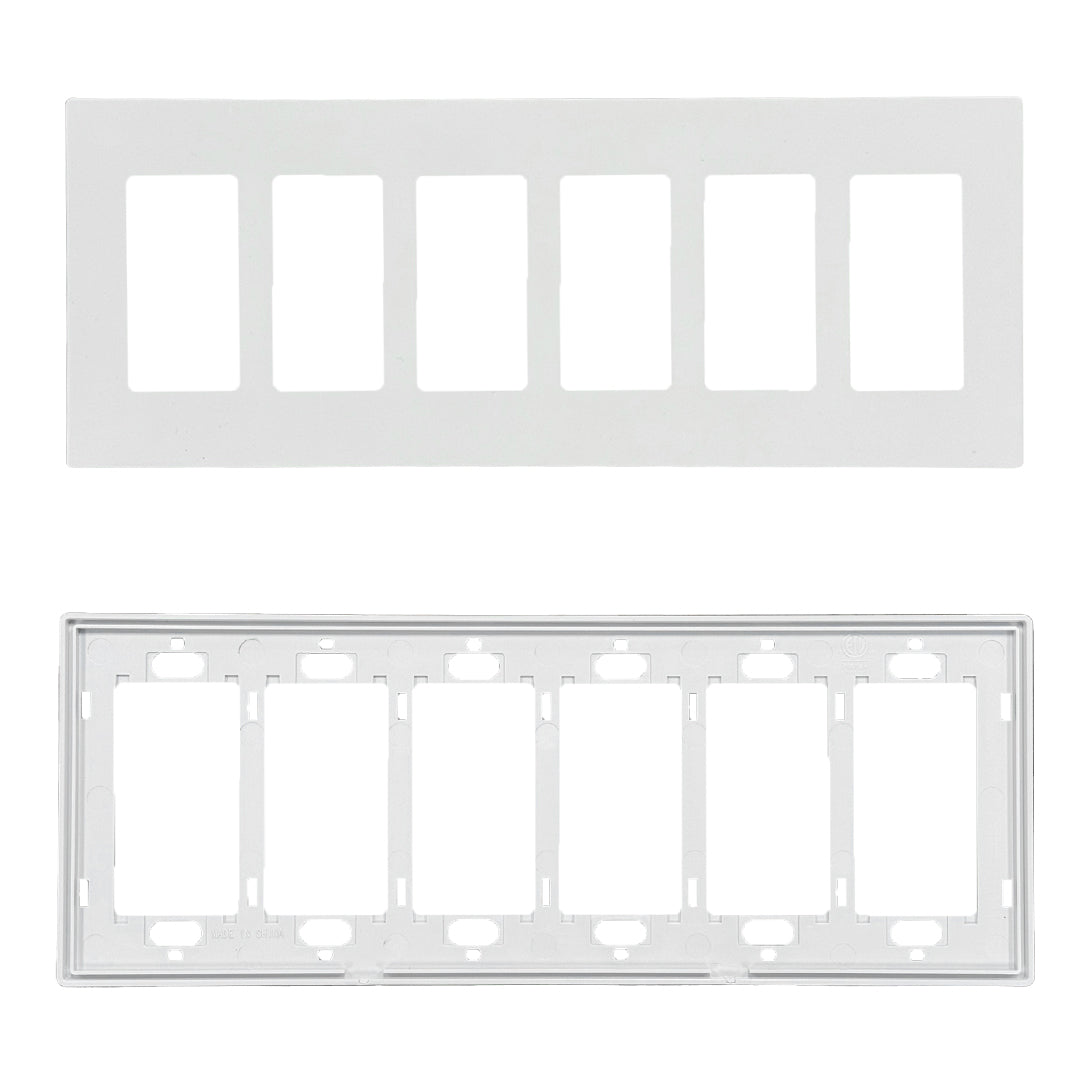Decora Screw-Less Wall Plate- Six Gang - White – Generic – Decora Wall Plates & Straps (photo 2)