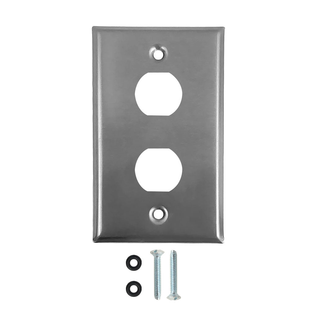 Single Gang - 2x Ethernet Bulkhead Hole - IP44 Rated - Stainless Steel Wall Plate – Generic – Stainless Steel Wall Plates