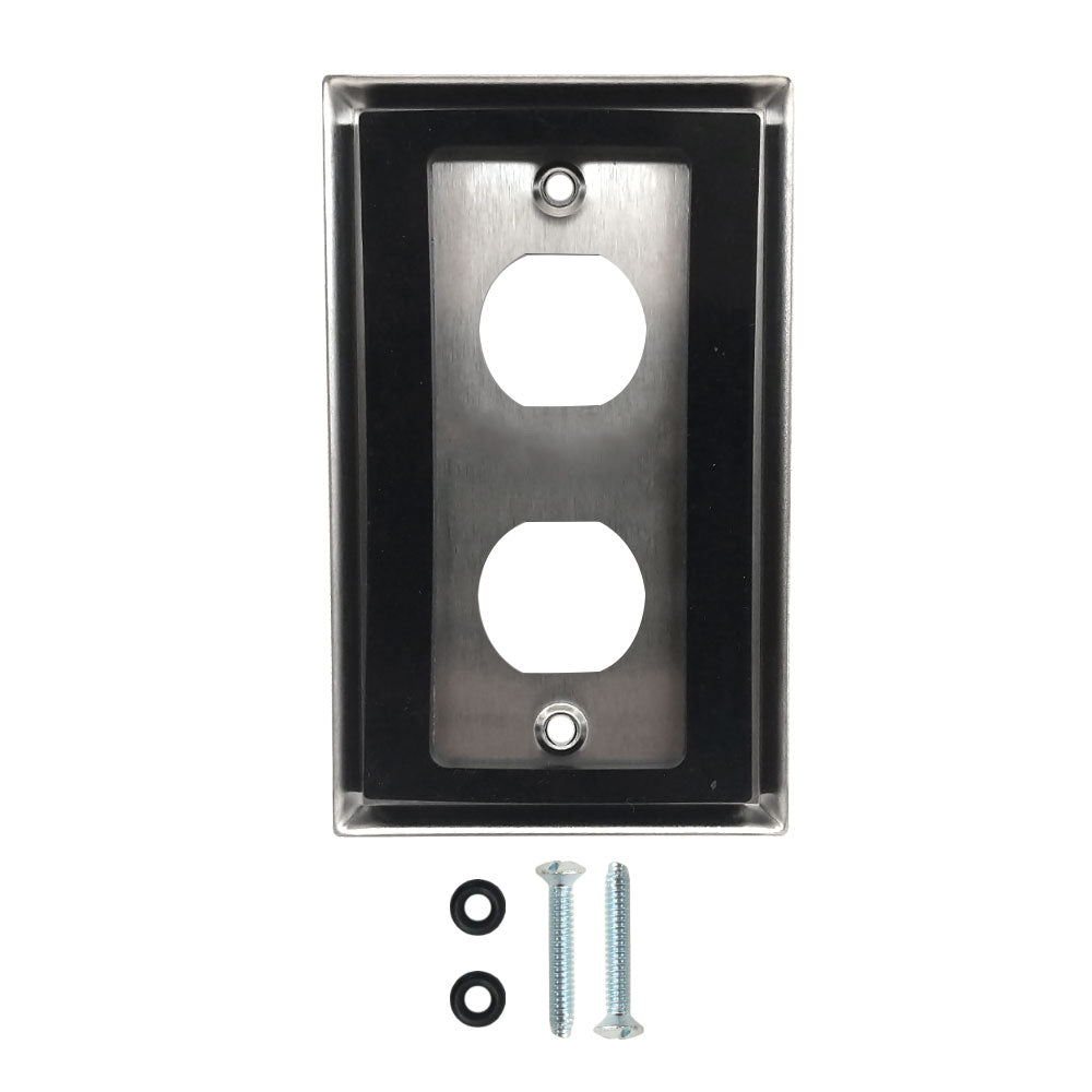 Single Gang - 2x Ethernet Bulkhead Hole - IP44 Rated - Stainless Steel Wall Plate – Generic – Stainless Steel Wall Plates (photo 2)