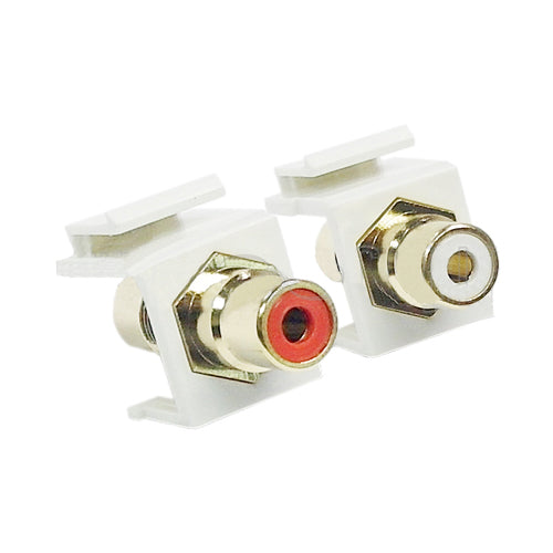 Audio Female/Female Keystone Wall Plate Insert (Red & White Color Coded) Coupler – Generic