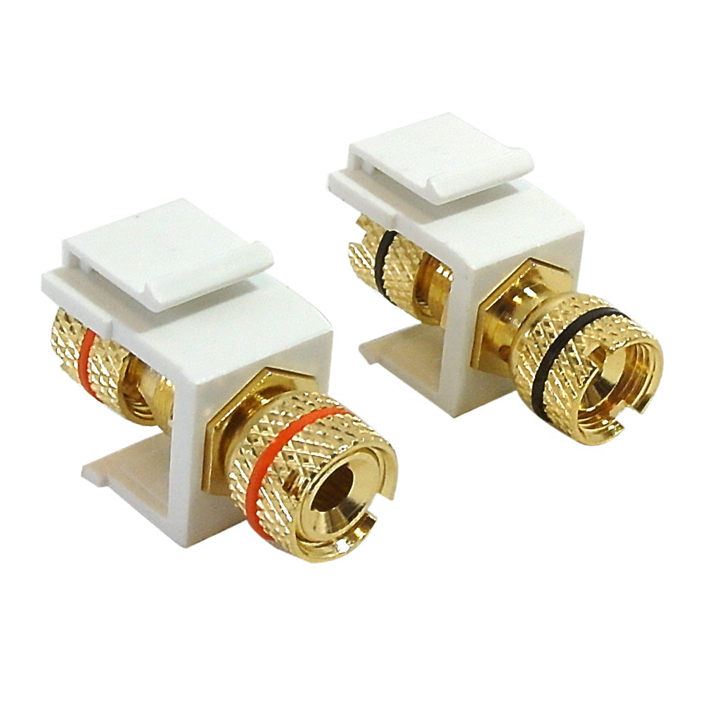 Banana Clip Female/Female Keystone wall plate Insert (Pair, Black/Red), Gold Plated - White – Generic – Wall Plate Inserts & Jacks