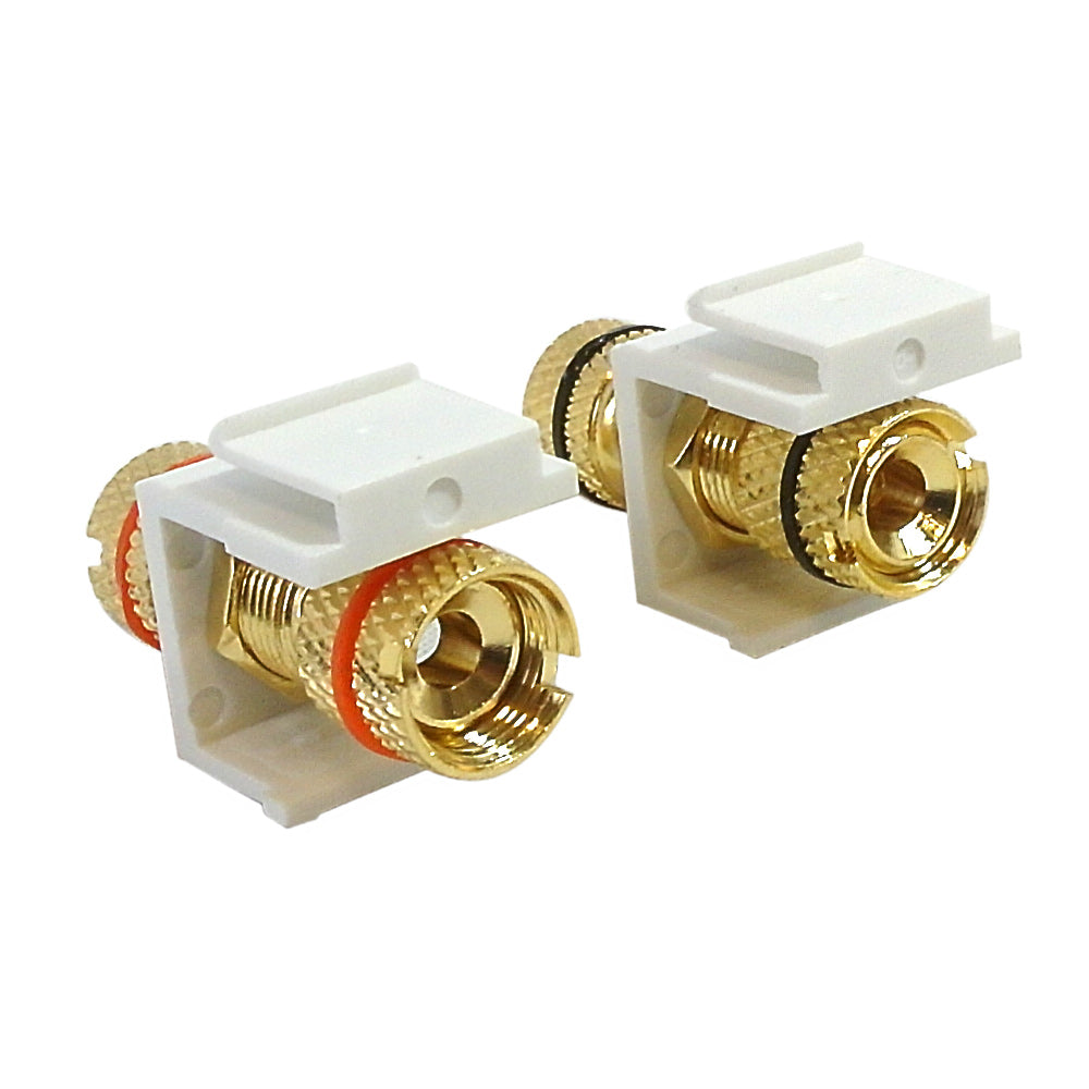 Banana Clip Female/Female Keystone wall plate Insert (Pair, Black/Red), Gold Plated - White – Generic – Wall Plate Inserts & Jacks (photo 2)