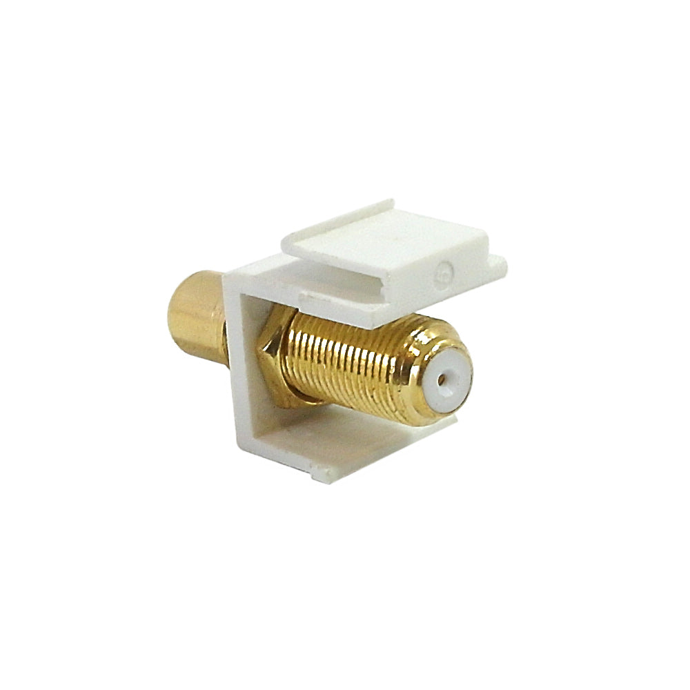 RCA Female to F-Type Female Keystone Wall Plate Insert, Gold Plated - White – Generic – Wall Plate Inserts & Jacks (photo 2)