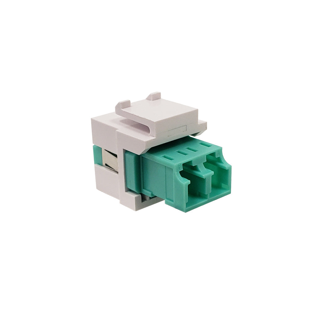 LC/LC Keystone Wall Plate Insert White- Multimode OM3/4 Duplex - Aqua – Generic – Wall Plate Inserts & Jacks (photo 2)