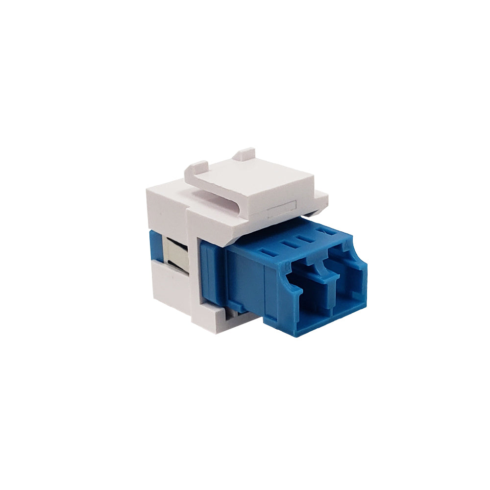 LC/LC Keystone Wall Plate Insert White- Singlemode UPC Duplex - Blue – Generic – Wall Plate Inserts & Jacks (photo 2)