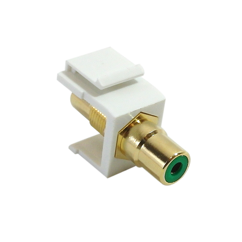 RCA Female/Female Keystone Wall Plate Insert White, Gold Plated - Green – Generic – Wall Plate Inserts & Jacks