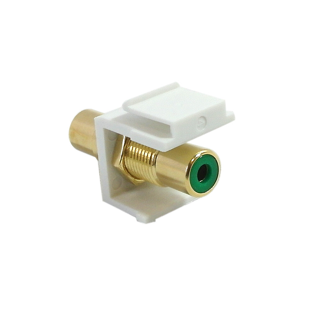RCA Female/Female Keystone Wall Plate Insert White, Gold Plated - Green – Generic – Wall Plate Inserts & Jacks (photo 2)
