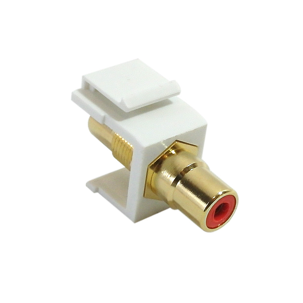 RCA Female/Female Keystone Wall Plate Insert White, Gold Plated - Red – Generic