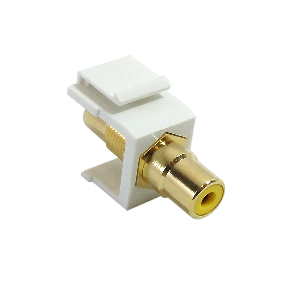 RCA Female/Female Keystone Wall Plate Insert White, Gold Plated - Yellow – Generic