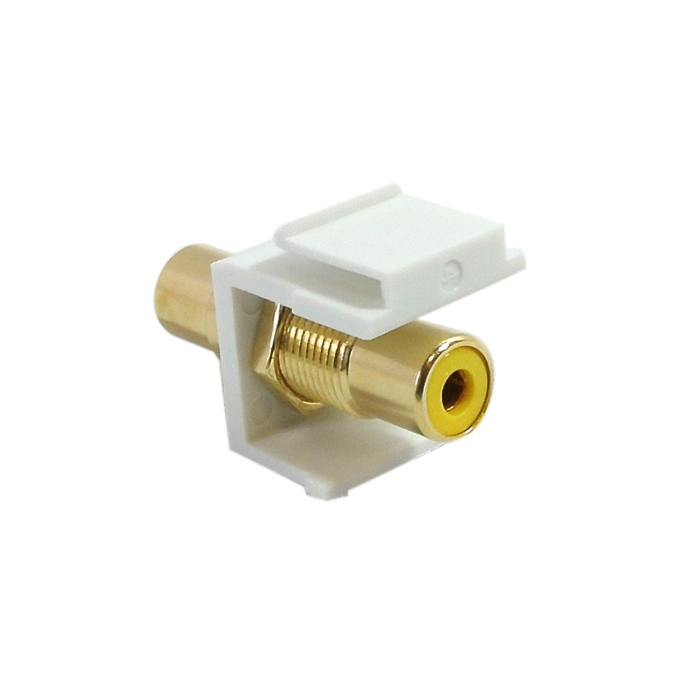 RCA Female/Female Keystone Wall Plate Insert White, Gold Plated - Yellow – Generic – Wall Plate Inserts & Jacks (photo 2)