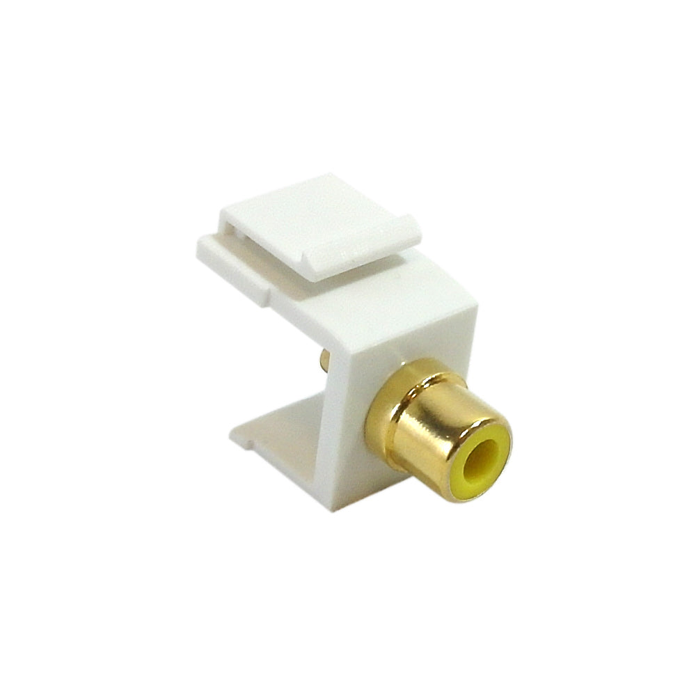 RCA Solder to Female Keystone Wall Plate Insert White, Gold Plated - Yellow – Generic – Wall Plate Inserts & Jacks