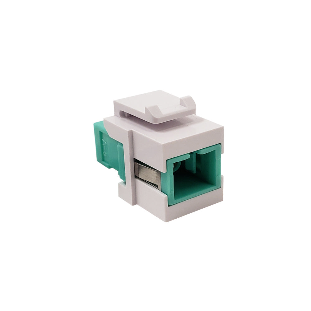 SC/SC Keystone Wall Plate Insert White- Multimode OM3/4 Simplex - Aqua – Generic