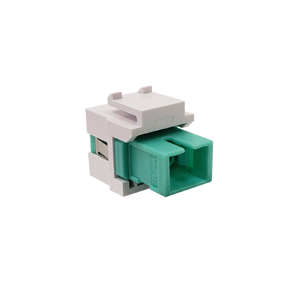 SC/SC Keystone Wall Plate Insert White- Multimode OM3/4 Simplex - Aqua – Generic – Wall Plate Inserts & Jacks (photo 2)