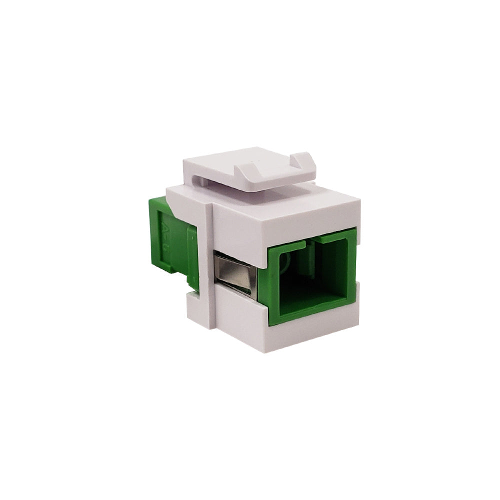 SC/SC Keystone Wall Plate Insert White- Singlemode APC Simplex - Green – Generic