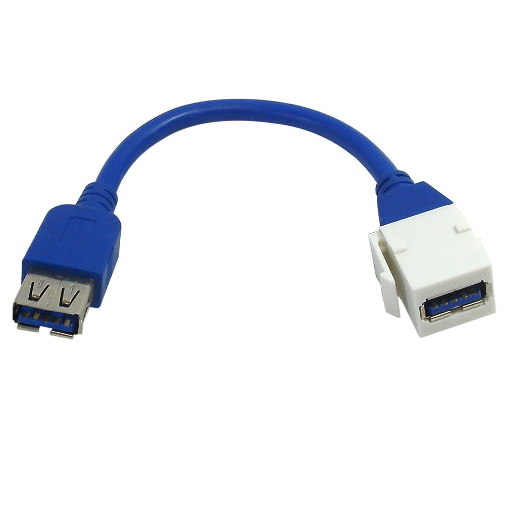 6 inch USB 3.0 F/F keystone wall plate insert - White – Generic
