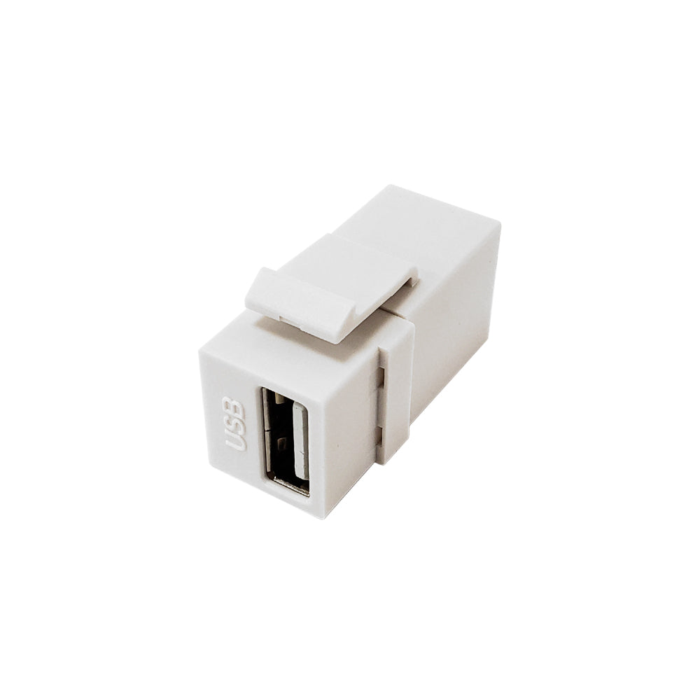 USB 2.0 A/A Keystone Wall Plate Insert - White – Generic