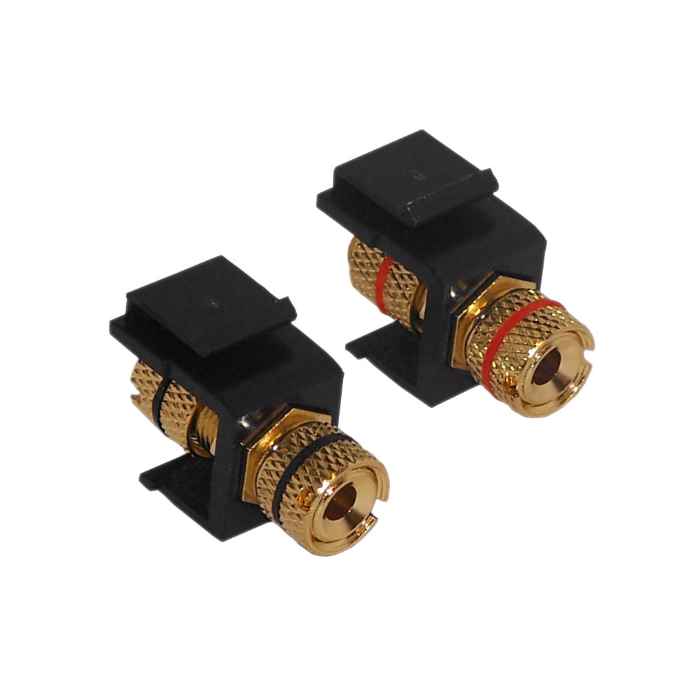 Banana Clip Female/Female Keystone wall plate Insert (Pair, Black/Red), Gold Plated - Black – Generic