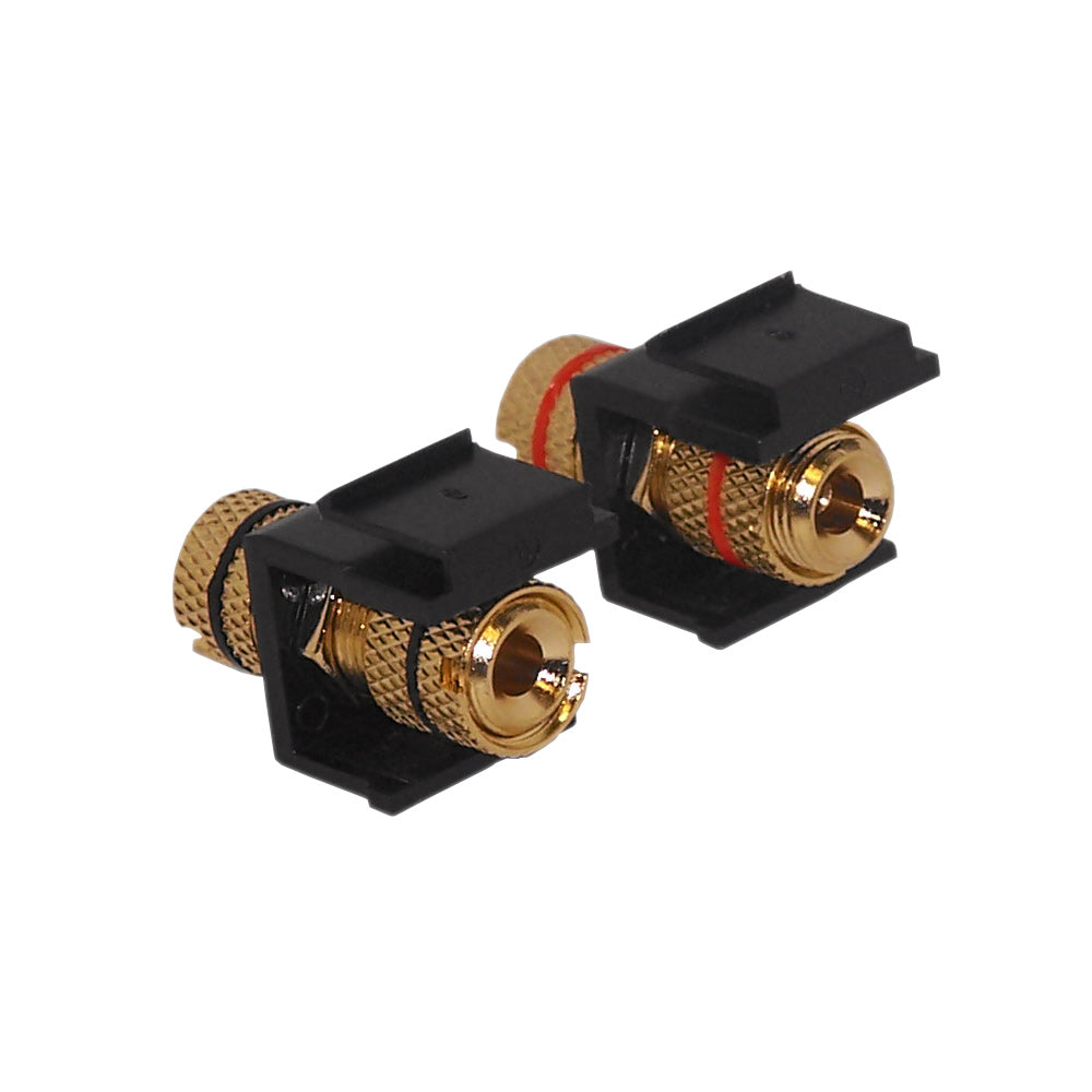 Banana Clip Female/Female Keystone wall plate Insert (Pair, Black/Red), Gold Plated - Black – Generic – Wall Plate Inserts & Jacks (photo 2)