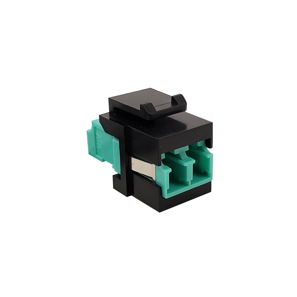 LC/LC Keystone Wall Plate Insert Black- Multimode OM3/4 Duplex - Aqua – Generic