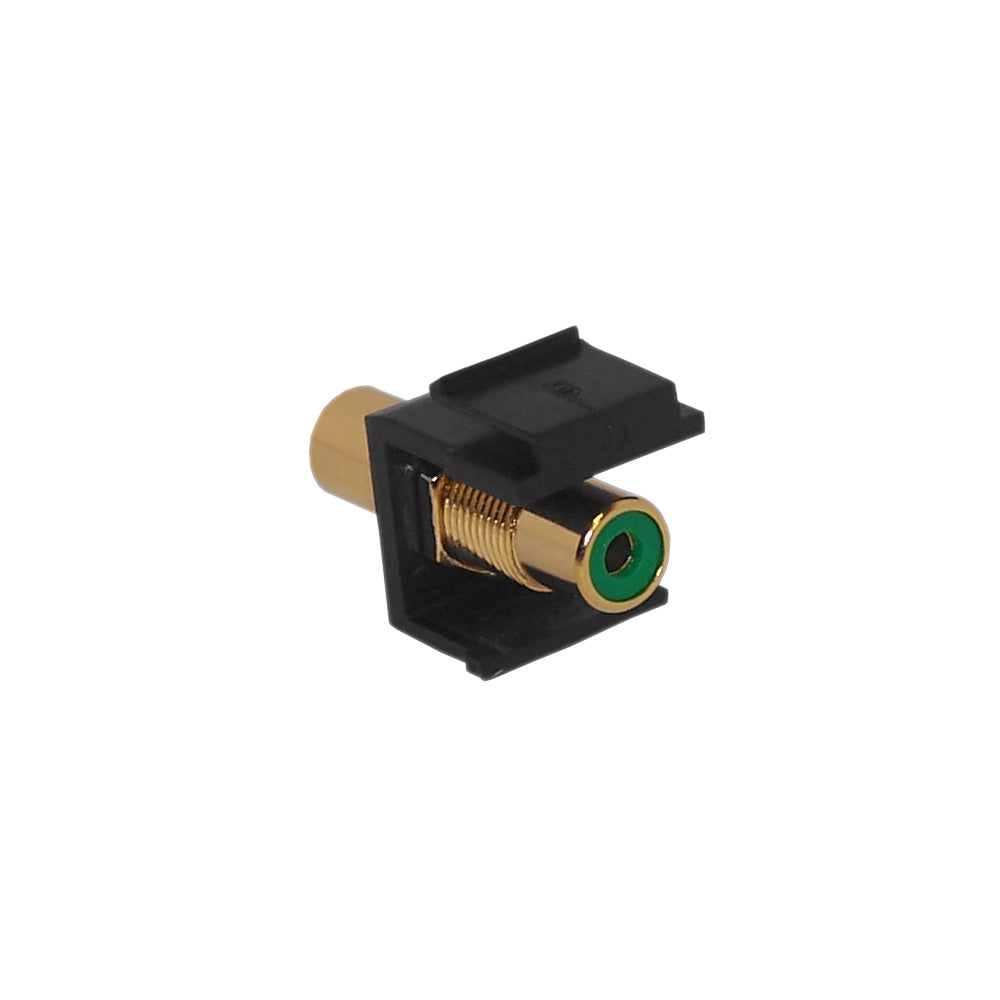 RCA Female/Female Keystone Wall Plate Insert Black, Gold Plated - Green – Generic – Wall Plate Inserts & Jacks (photo 2)