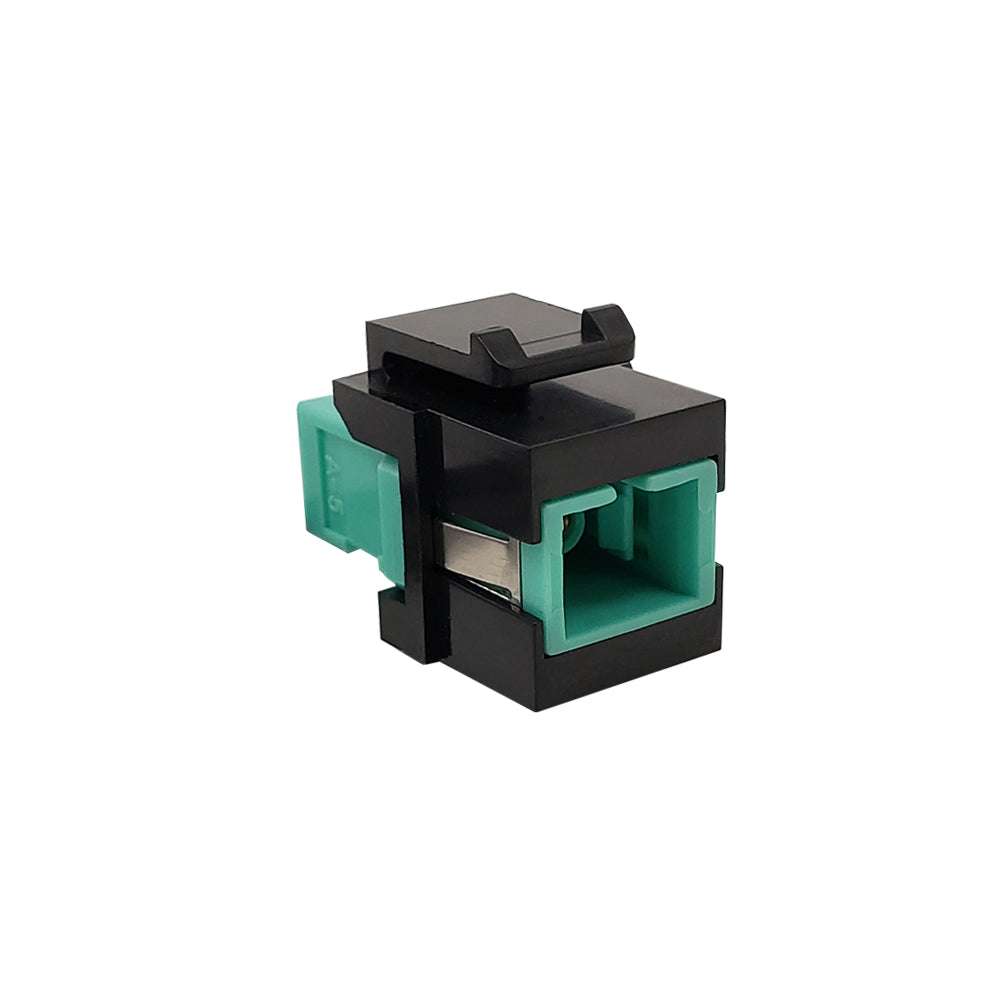 SC/SC Keystone Wall Plate Insert Black- Multimode OM3/4 Simplex - Aqua – Generic
