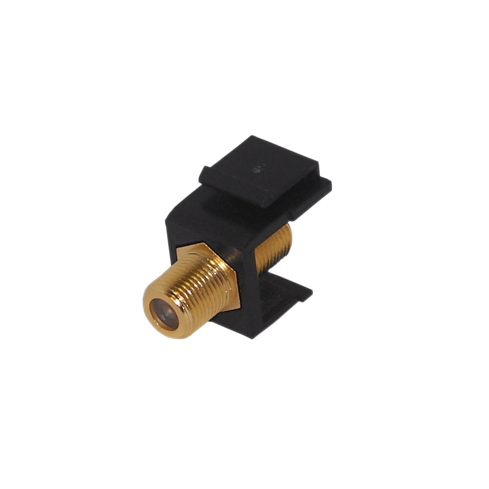 F-Type Female/Female Keystone Wall Plate Insert Black, Gold Plated (1Ghz Insert) – Generic
