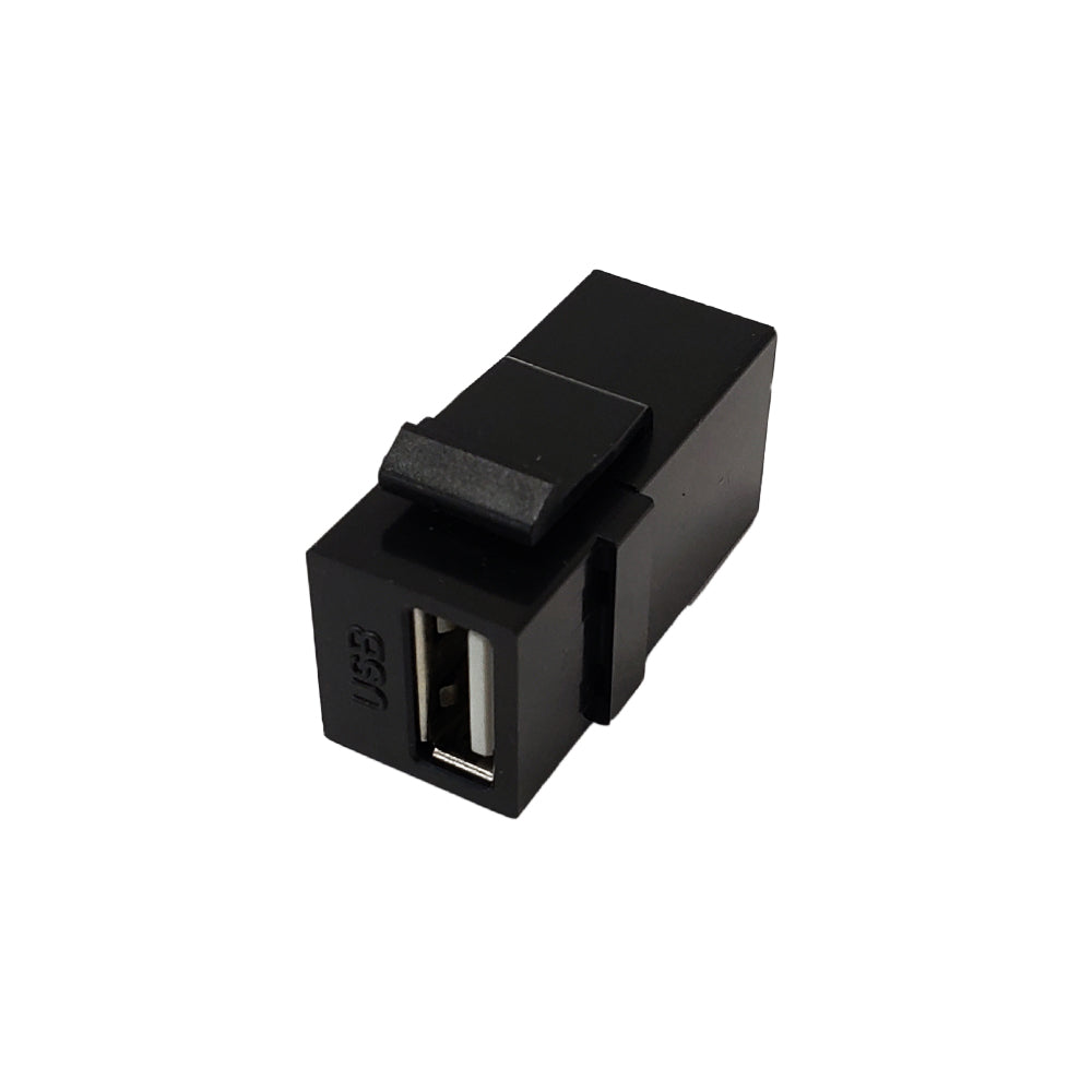 USB 2.0 A/A Keystone Wall Plate Insert - Black – Generic