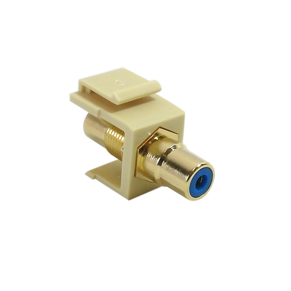 RCA Female/Female Keystone Wall Plate Insert Ivory, Gold Plated - Blue – Generic