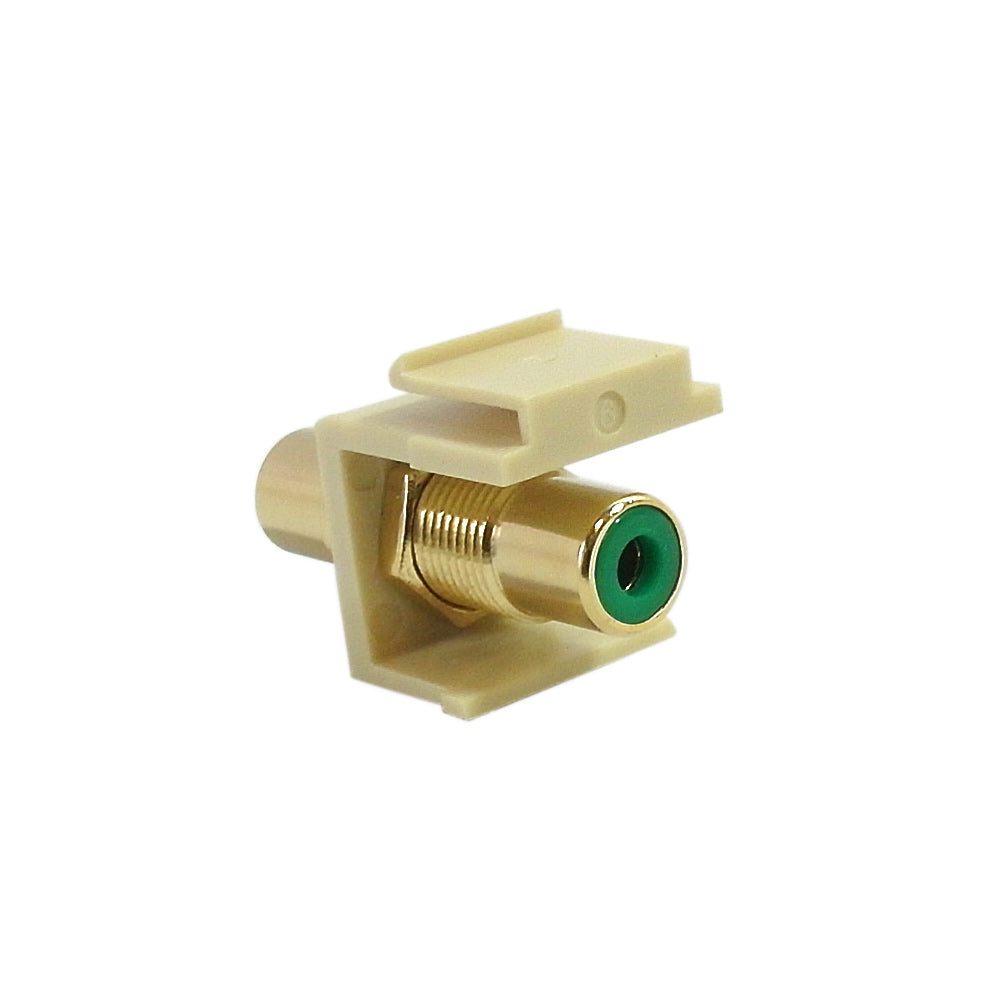 RCA Female/Female Keystone Wall Plate Insert Ivory, Gold Plated - Green – Generic – Wall Plate Inserts & Jacks (photo 2)