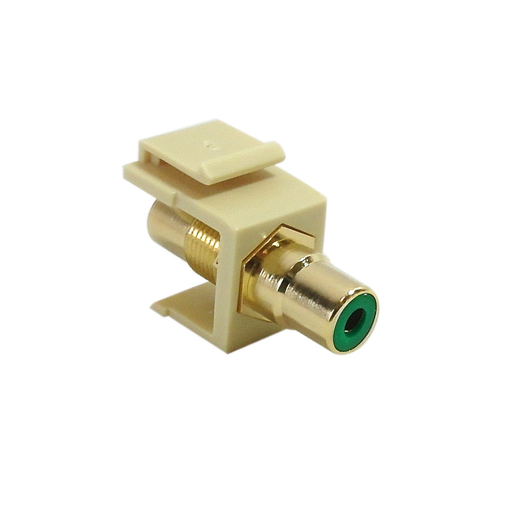RCA Female/Female Keystone Wall Plate Insert Ivory, Gold Plated - Green – Generic