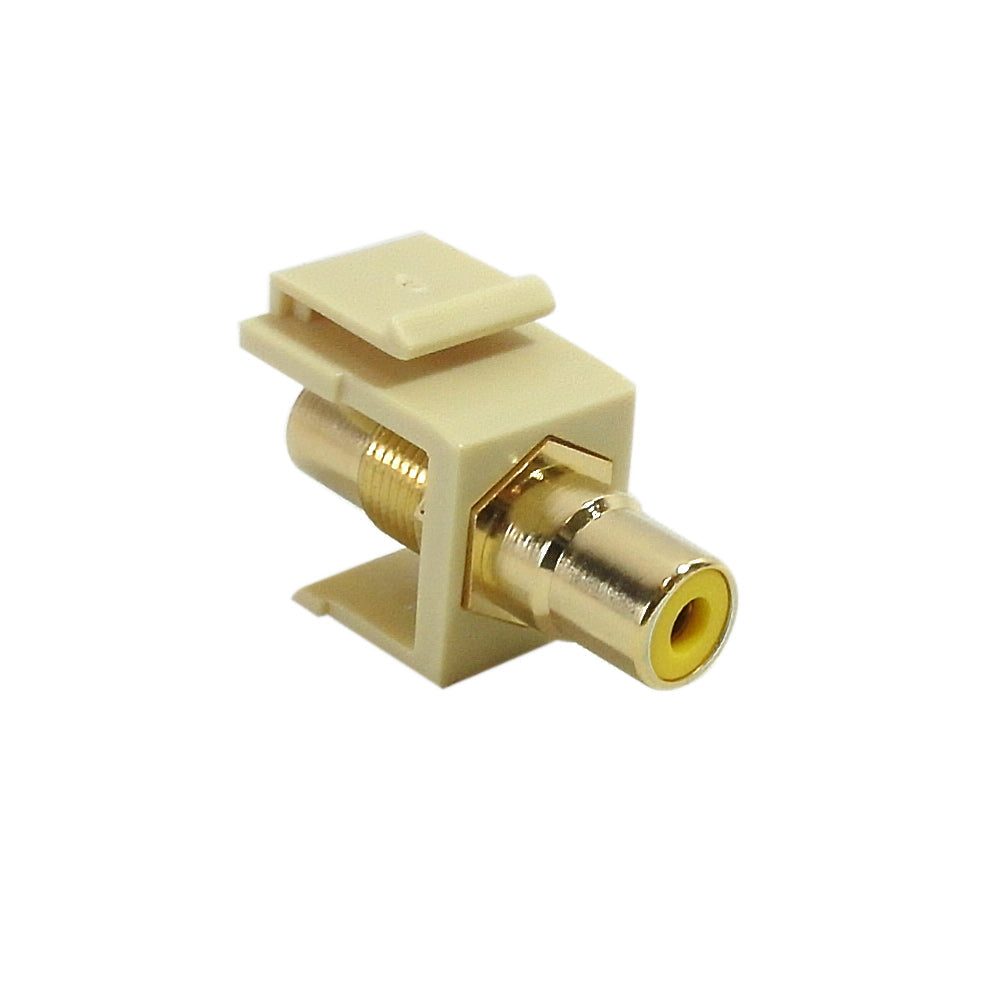 RCA Female/Female Keystone Wall Plate Insert Ivory, Gold Plated - Yellow – Generic