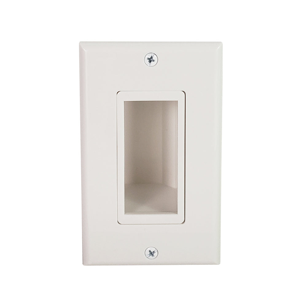 Cable Pass-Through Wall Plate with built-in Wall Clip - Side Exit - Single Gang - White – Generic
