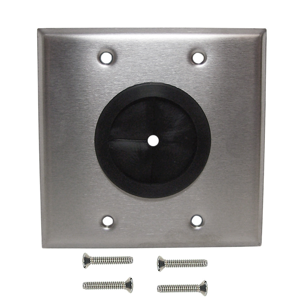 Cable Pass-through Wall Plate, Double Gang - Stainless Steel – Generic – Pass-Through Wall Plates