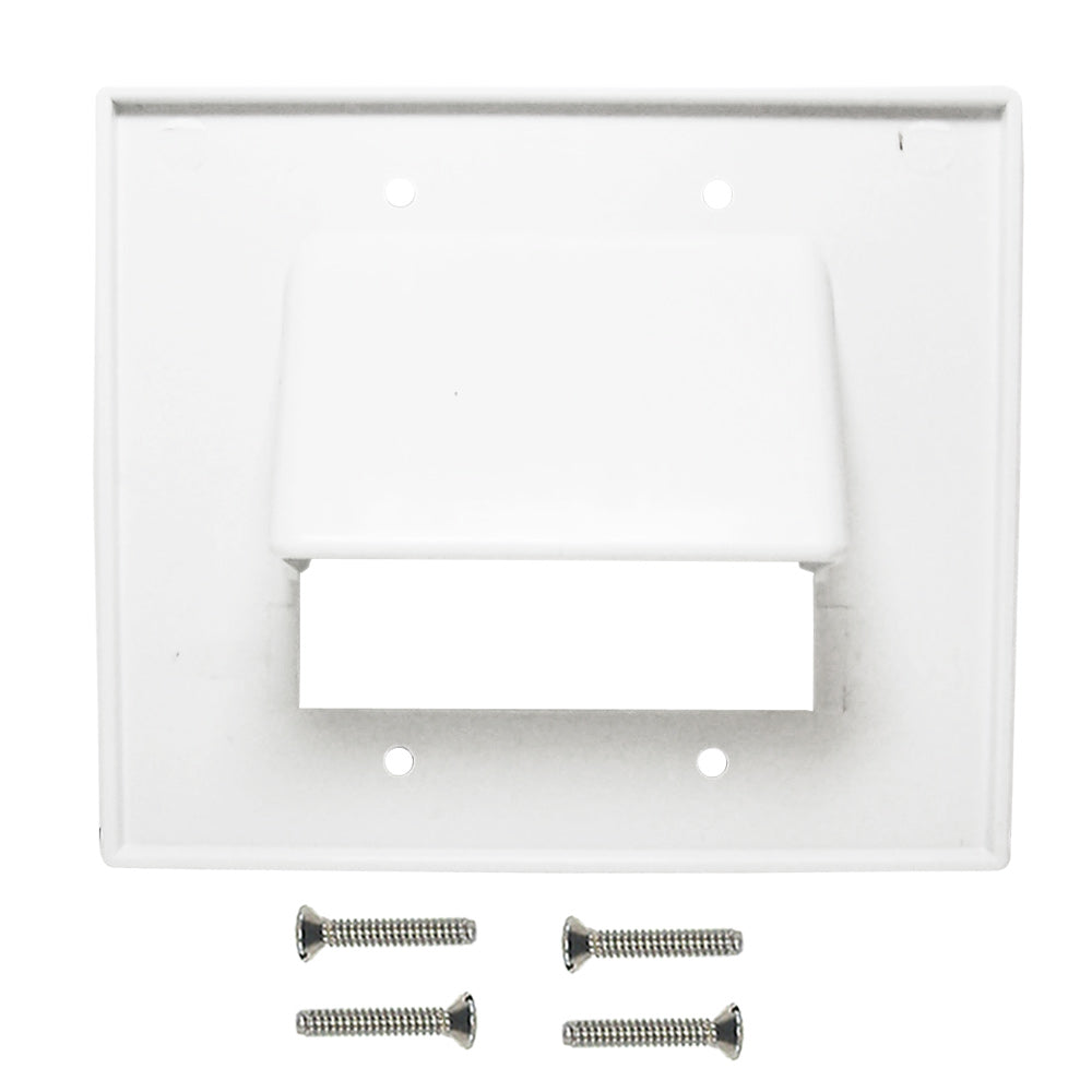 Cable Pass-through Wall Plate, Double Gang - White – Generic – Pass-Through Wall Plates (photo 2)