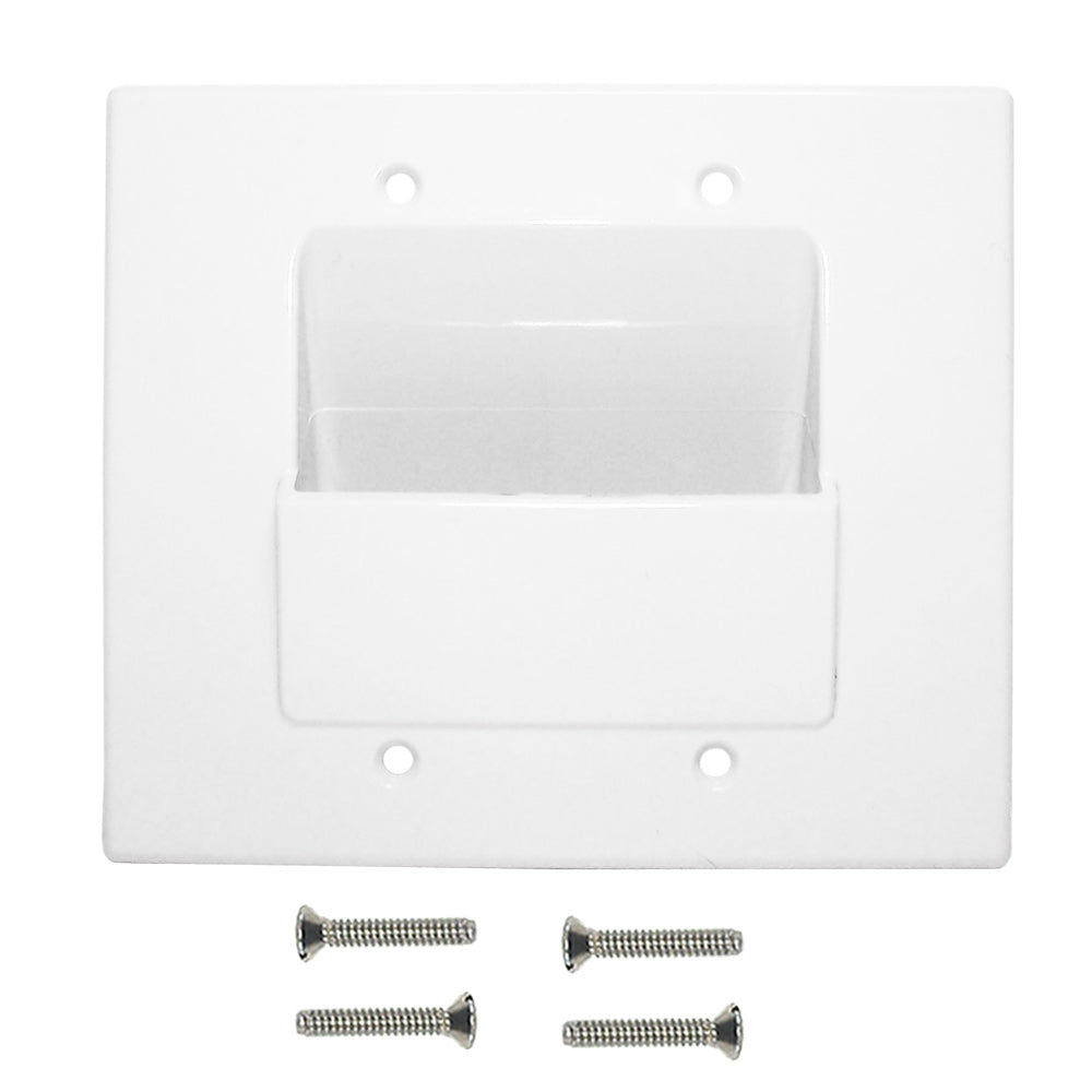 Cable Pass-through Wall Plate, Double Gang - White – Generic – Pass-Through Wall Plates
