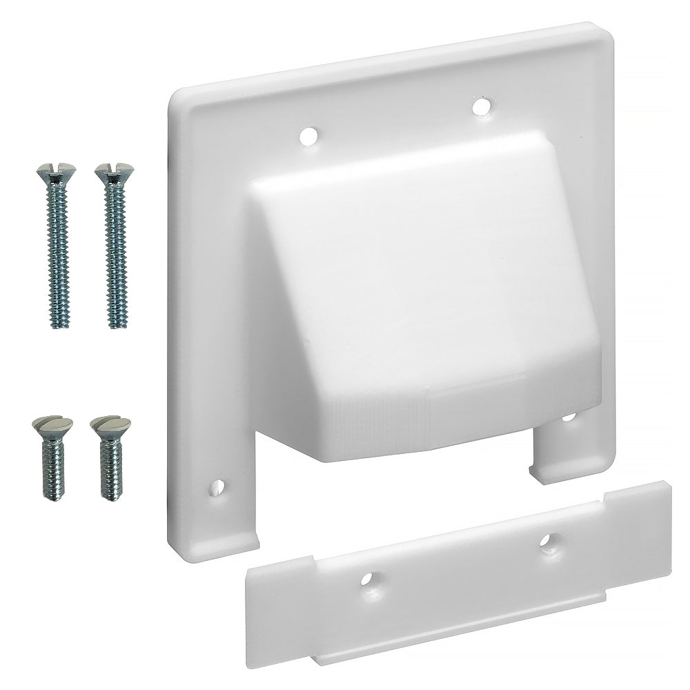 Cable Pass-through Wall Plate, Removable Bottom, Double Gang - White – Generic